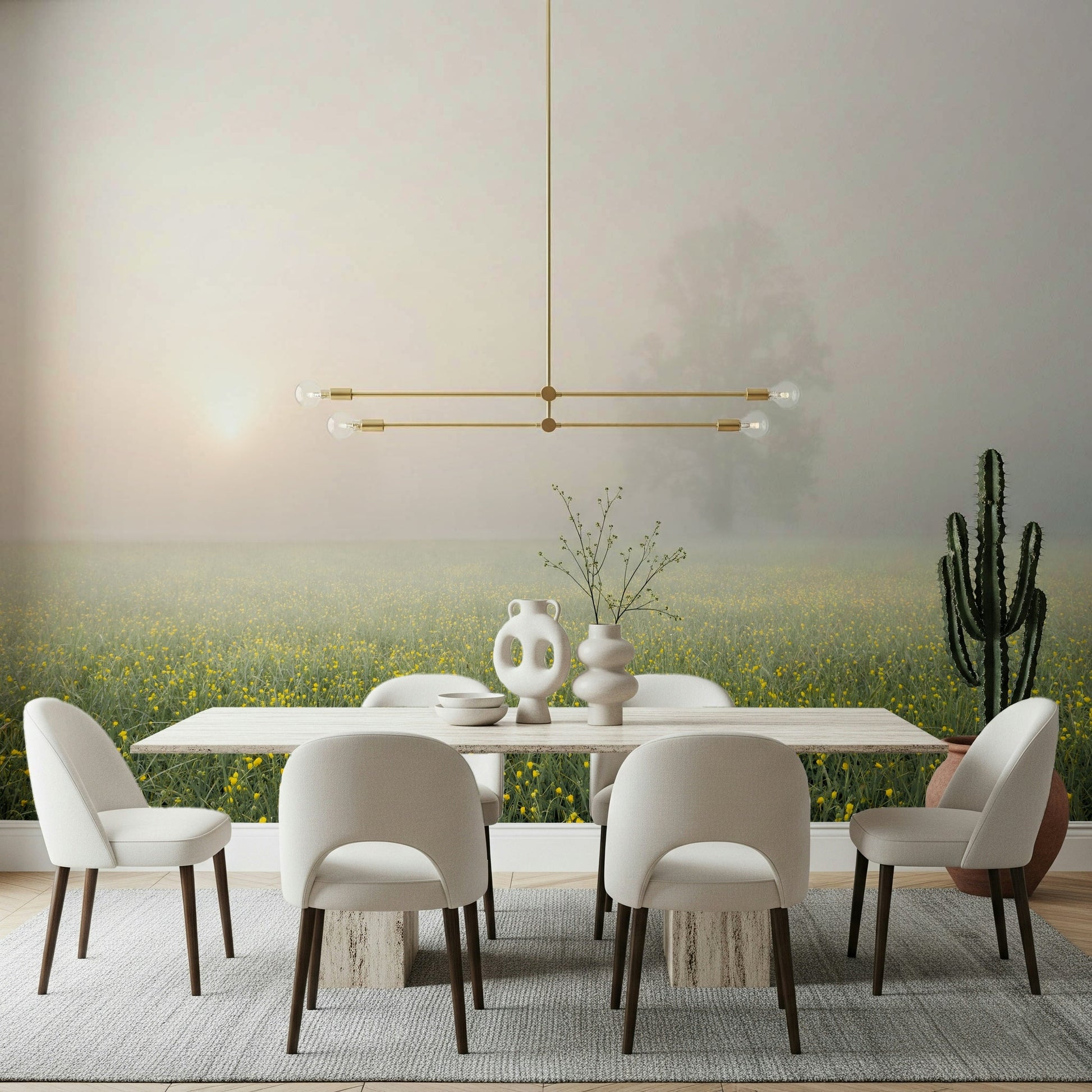 An artistic soft focus bloom mural on scenic wallpaper.