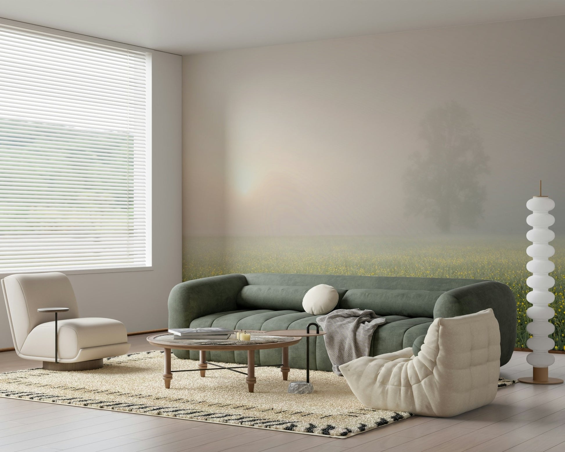 An artistic nature inspired mural for home decor.