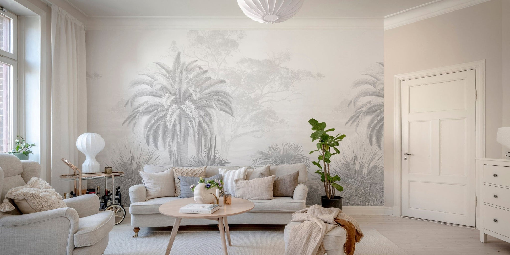 Black and white tropical wallpaper
