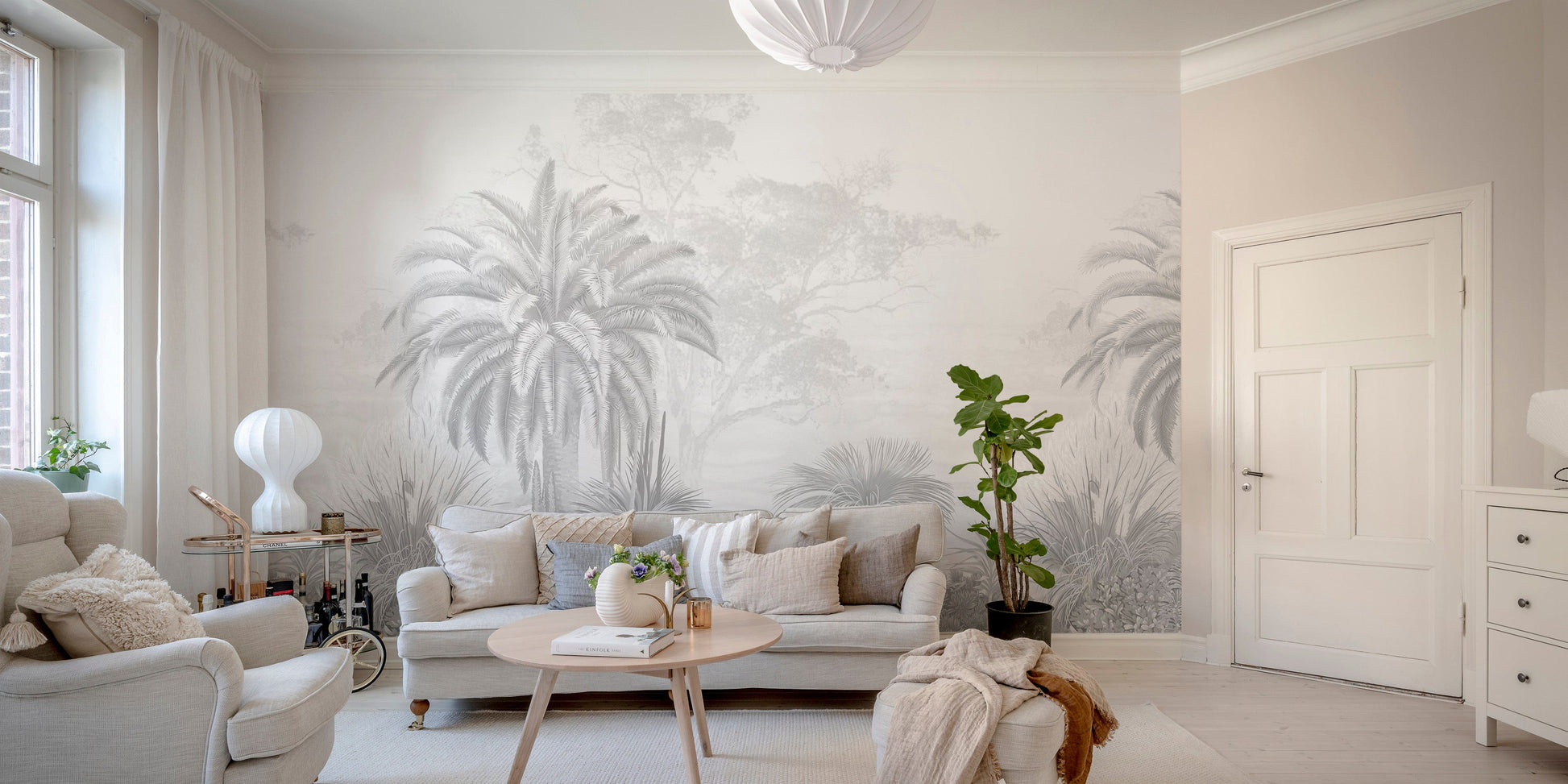Black and white tropical wallpaper
