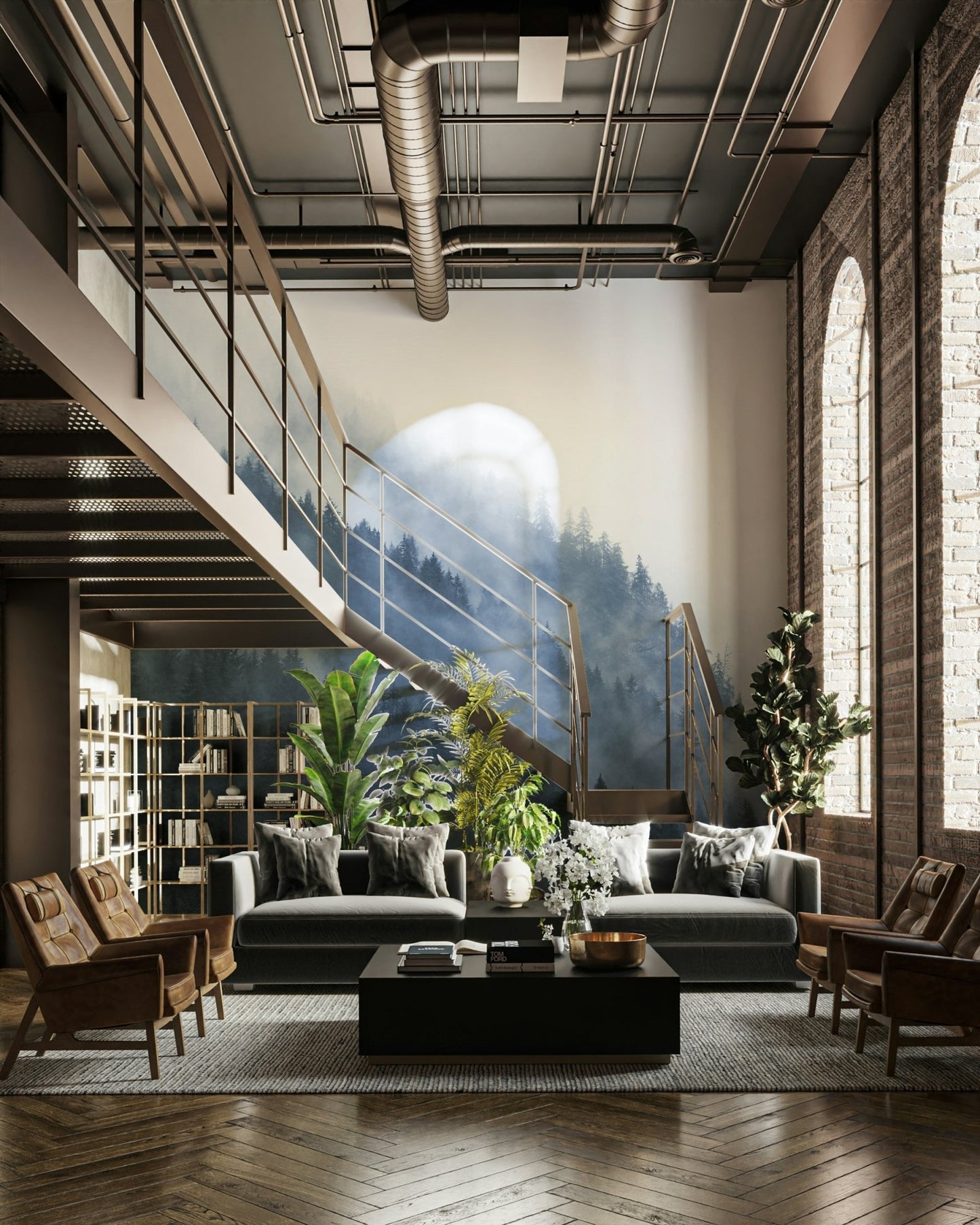 Misty Mountain Forest Wall Mural