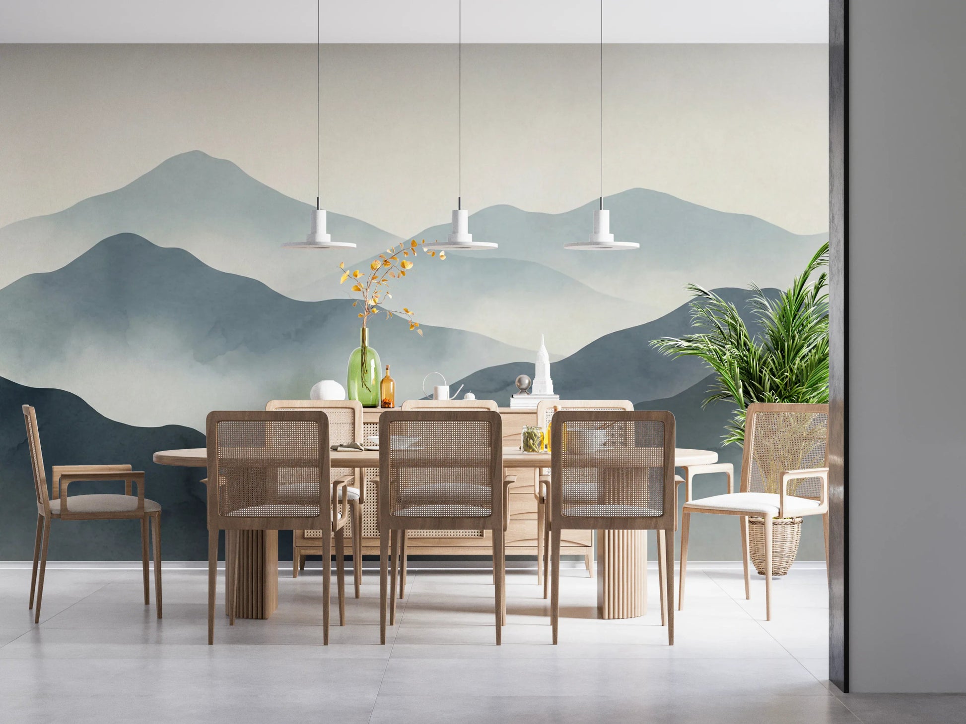 Misty Mountain Haze Wall Mural