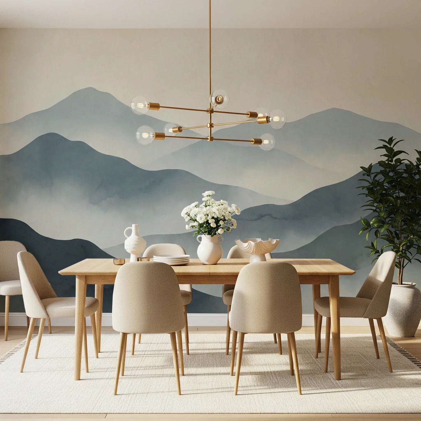 Misty Mountain Haze Wall Mural