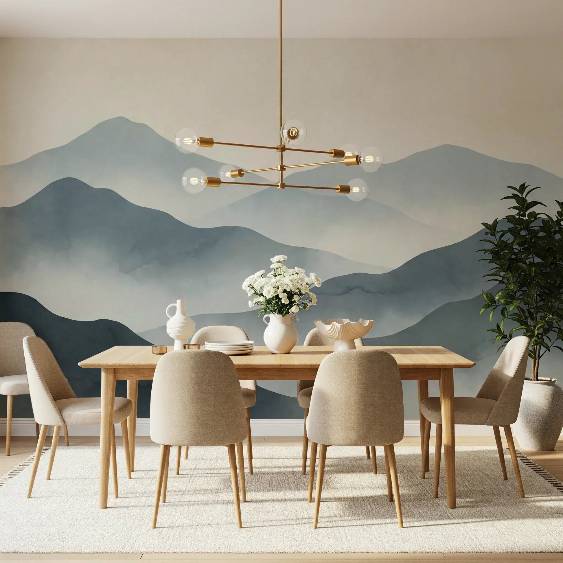 Misty Mountain Haze Wall Mural