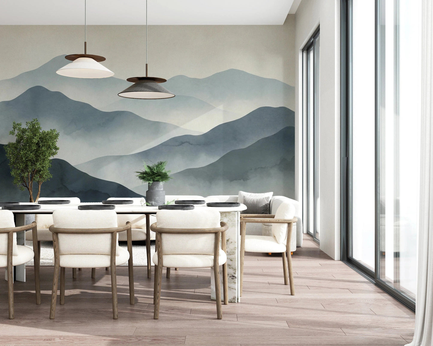 Misty Mountain Haze Wall Mural