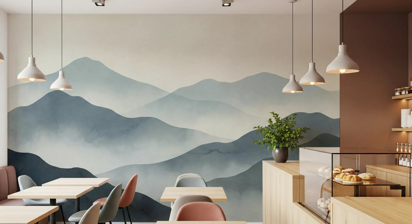 Misty Mountain Haze Wall Mural