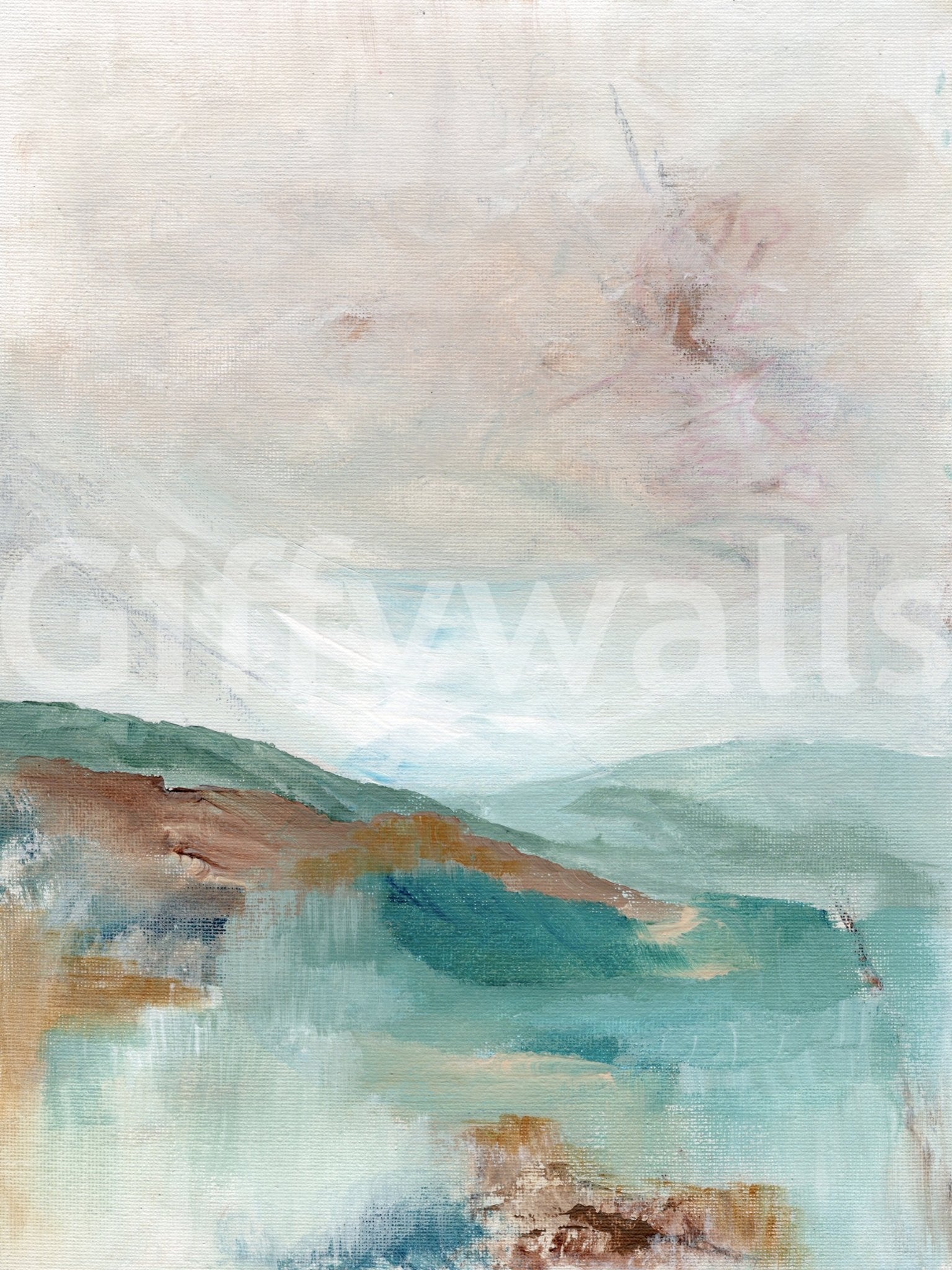 Artistic mountain mural with muted shades, GD900
