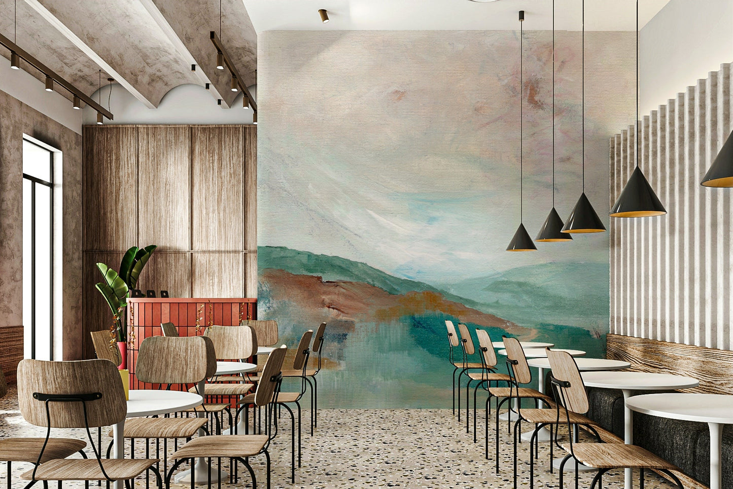 Misty Mountain Hues Wall Mural with soft peaks, GD900