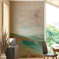 Misty mountain wall art with natural hues, GD900