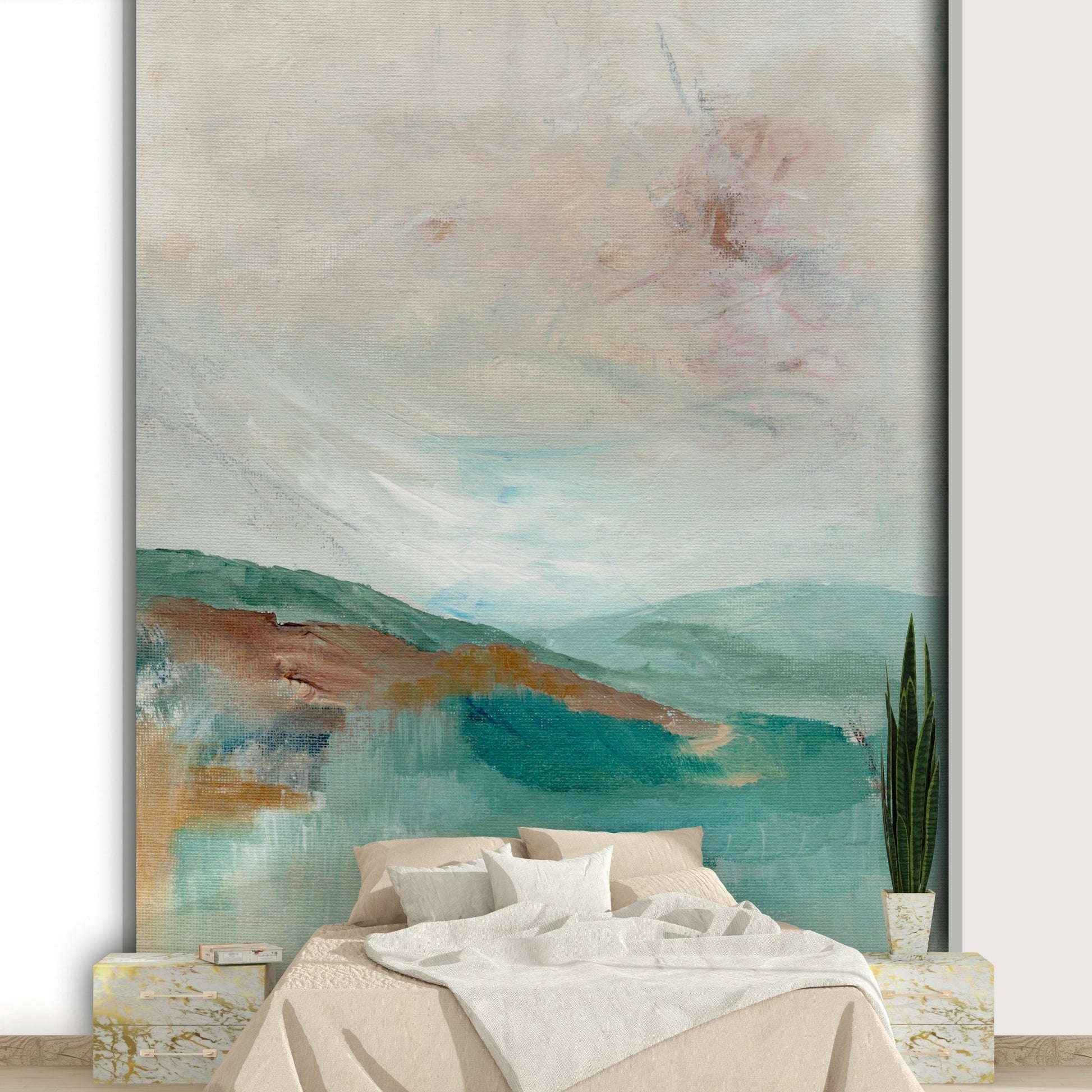 Foggy mountain landscape mural for calm spaces, GD900