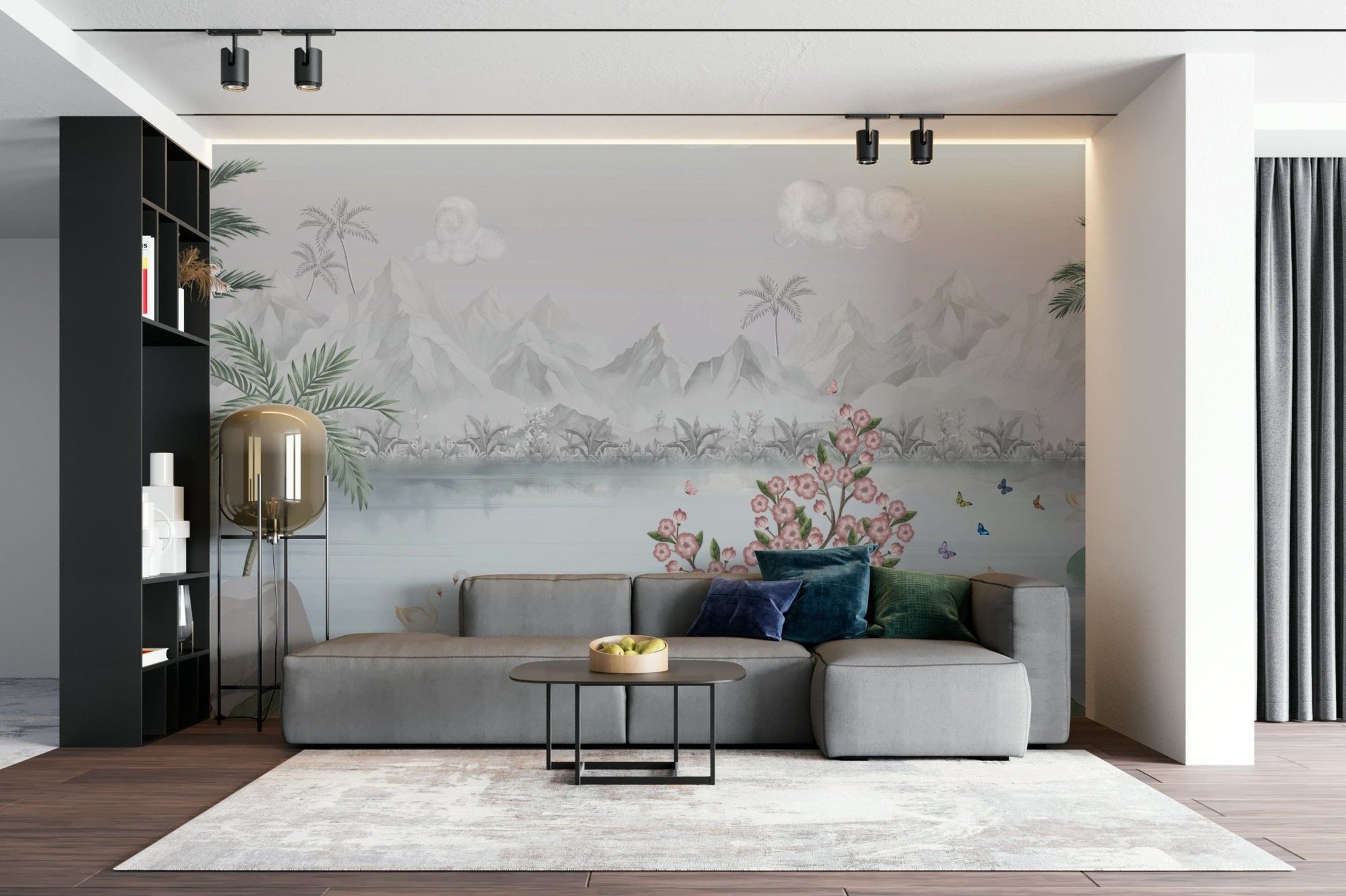 Misty Mountain Lake Escape Wall Mural GD047