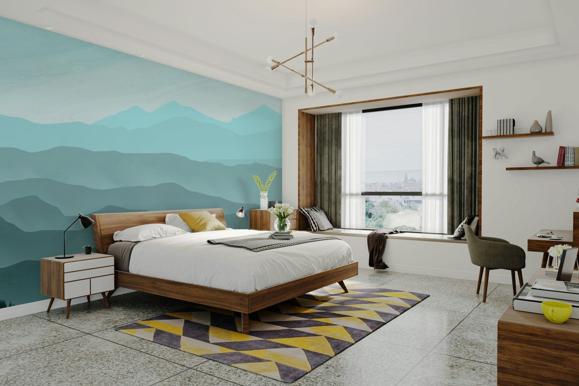misty mountain wallpaper for walls GD086