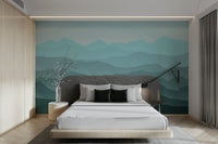 blue tone mountain wallpaper mural