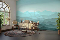 layered mountain wall mural design
