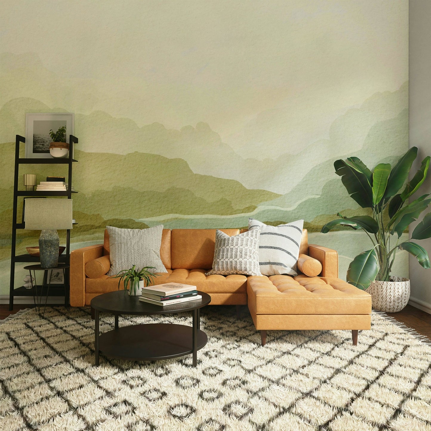 Wall mural of mist-covered mountain ranges

