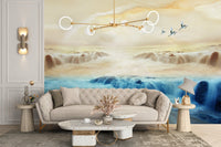 Peel and Stick Misty Mountains Crane Mural B195
