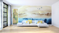 Misty Mountain Peel and Stick Crane Mural Design B195
