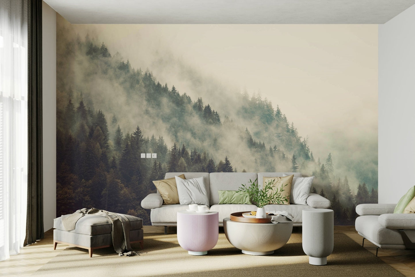 Misty Mountainside Wall Mural