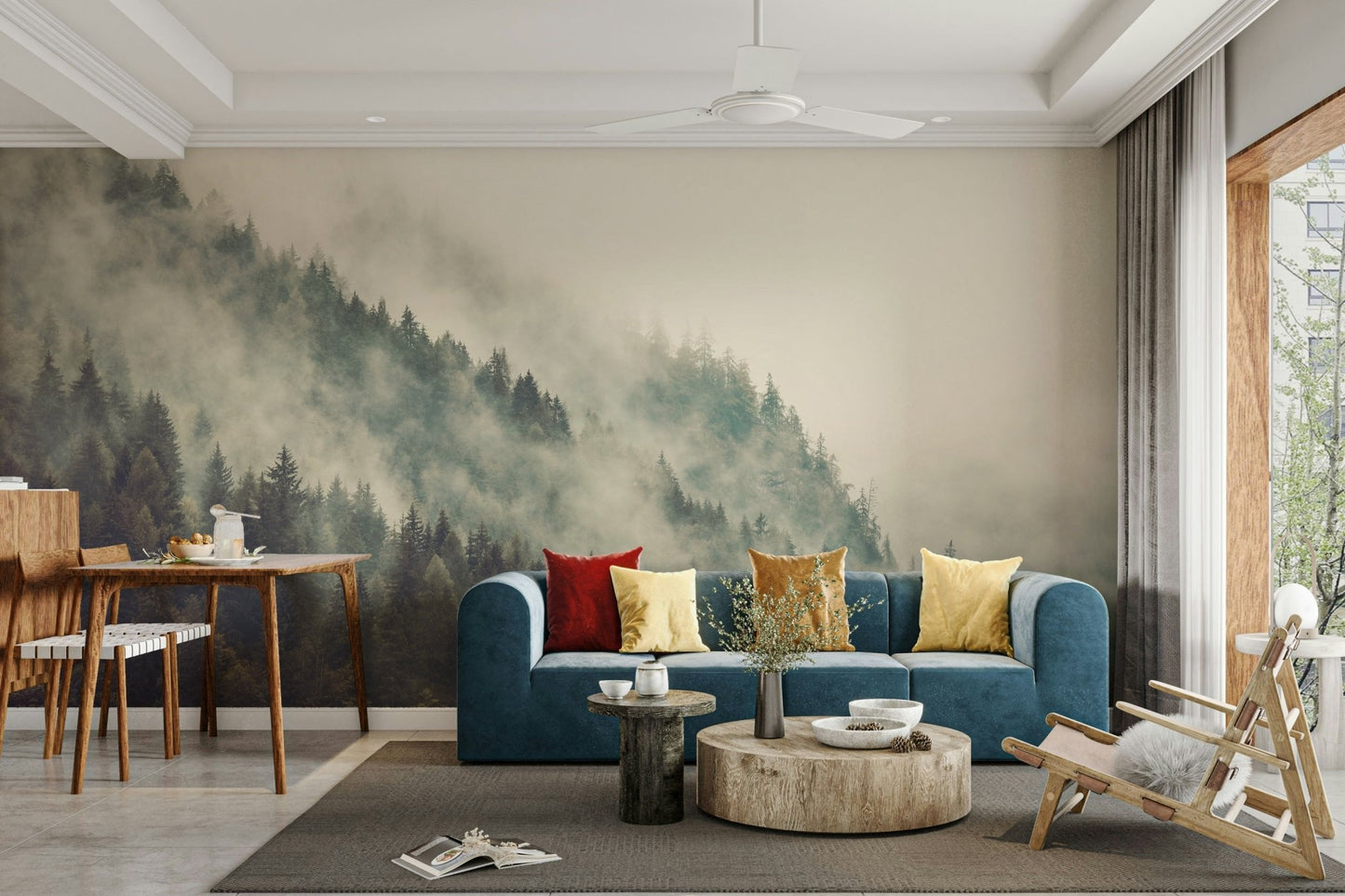 Misty Mountainside Wall Mural