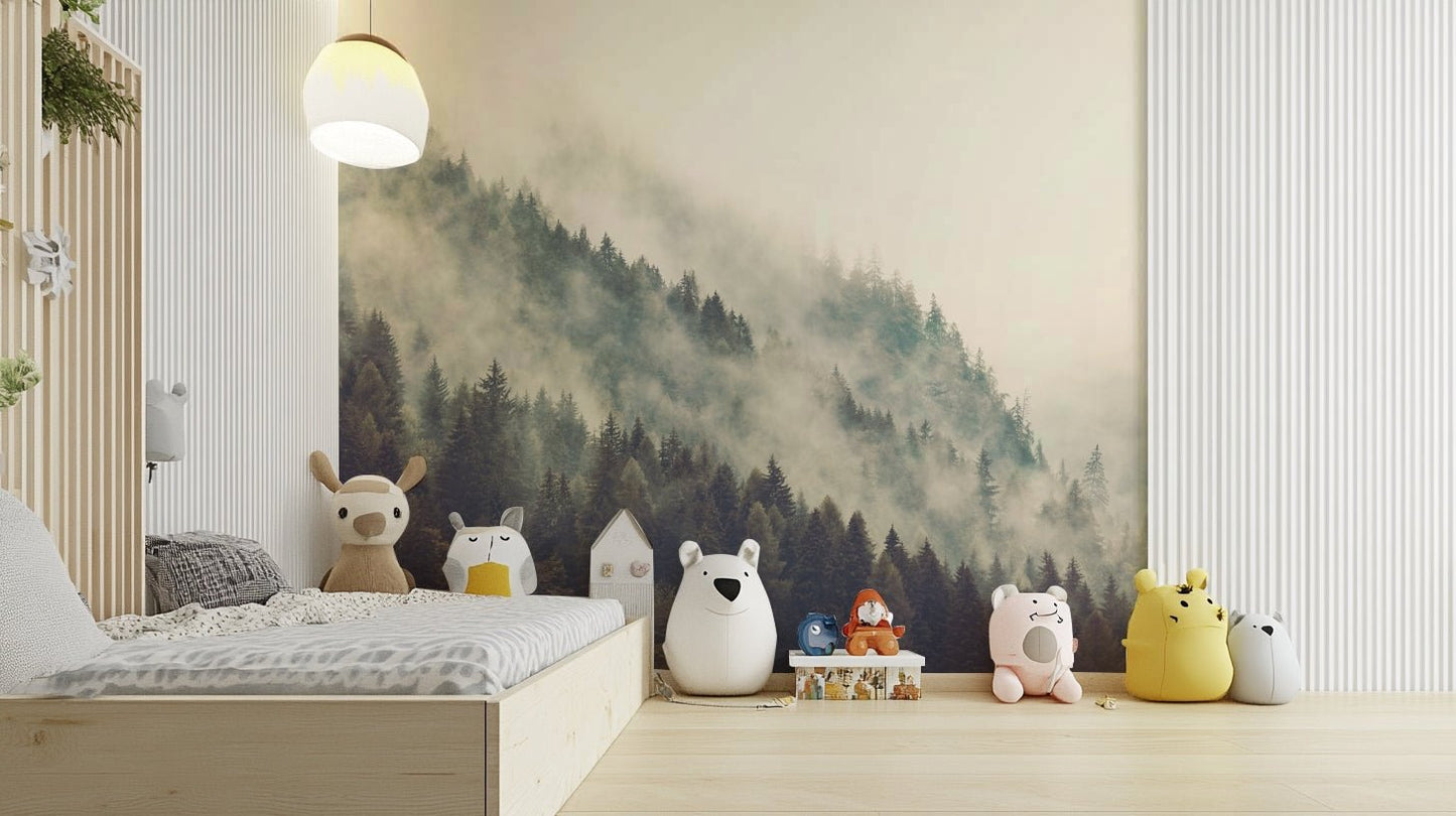 Misty Mountainside Wall Mural