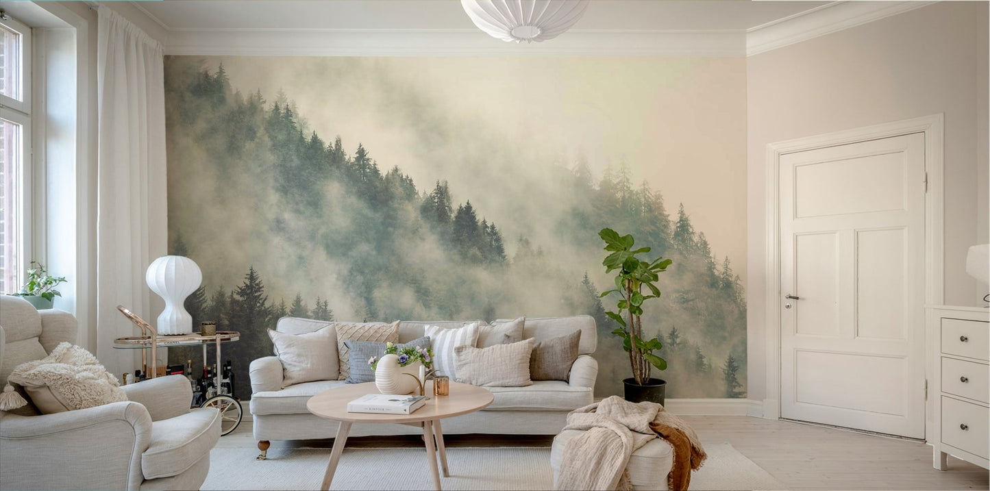 Misty Mountainside Wall Mural