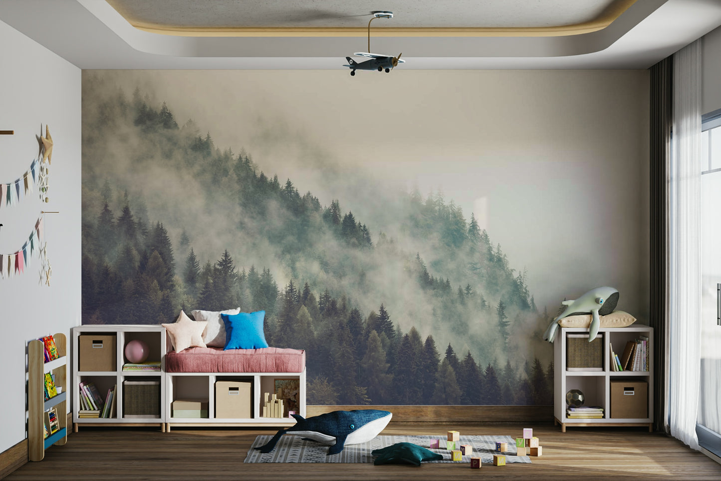 Misty Mountainside Wall Mural