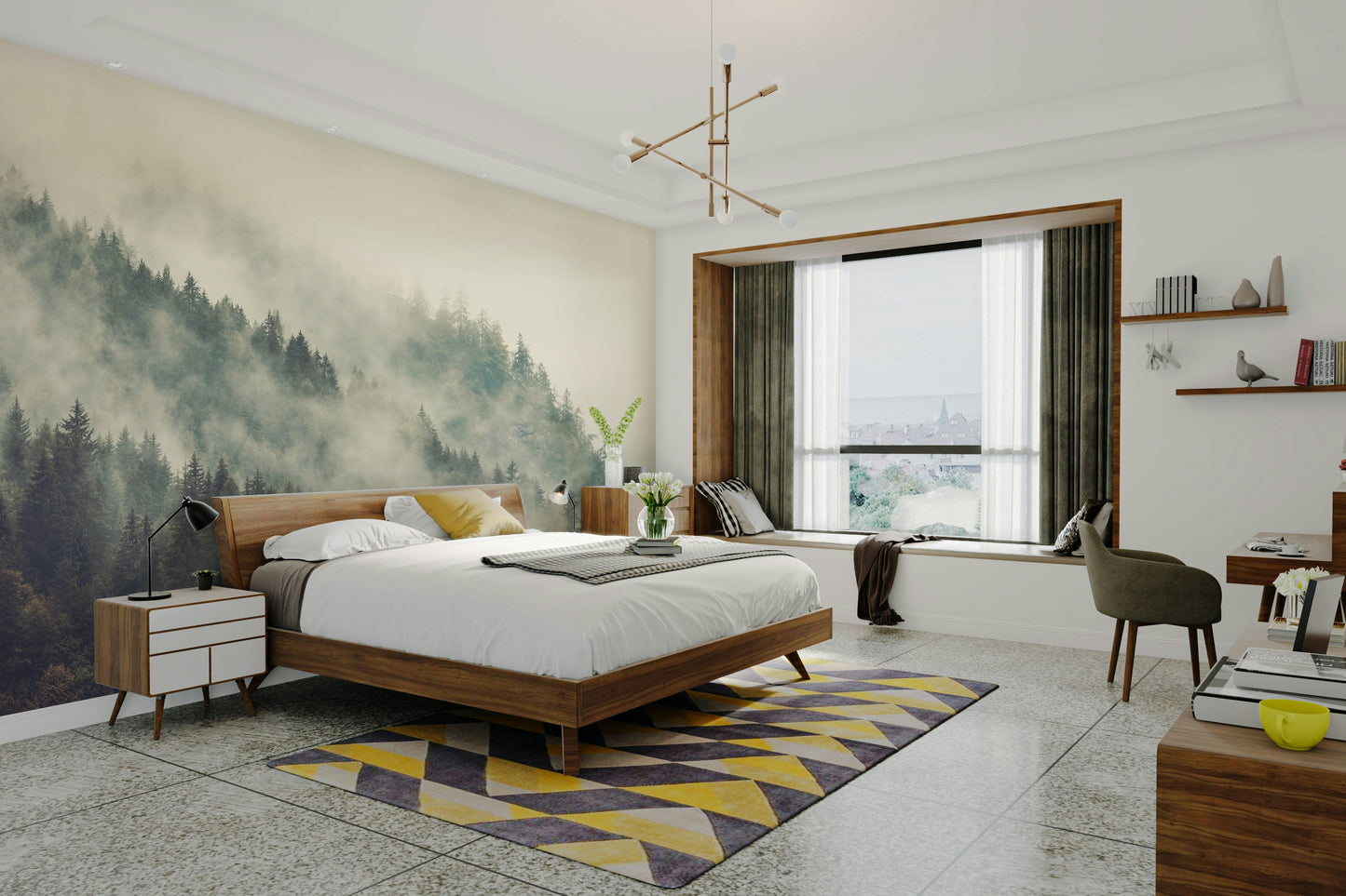 Misty Mountainside Wall Mural