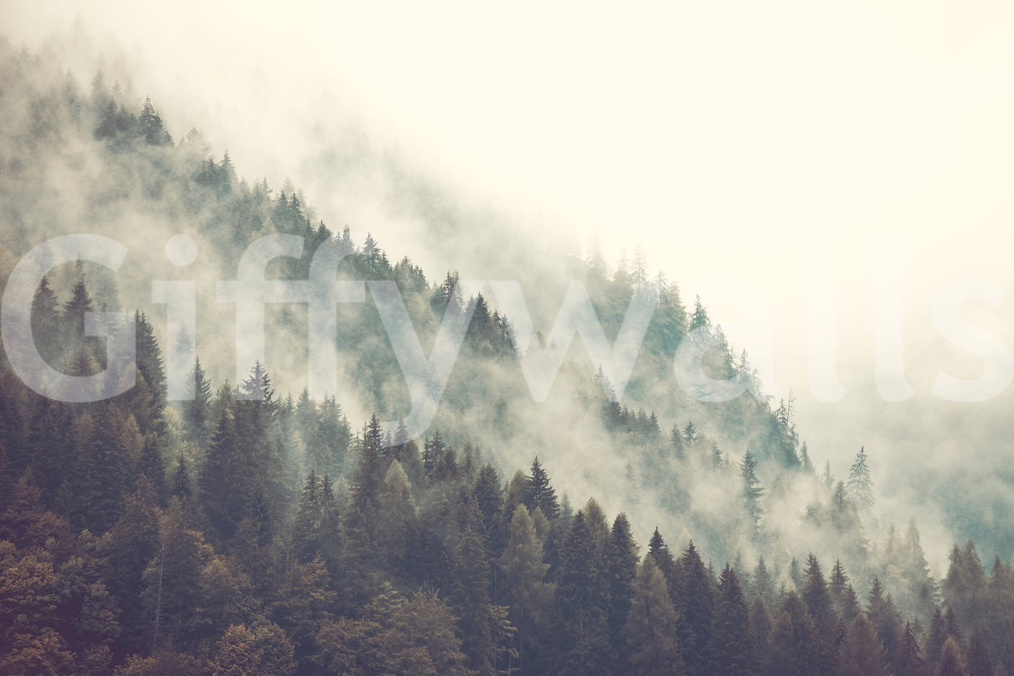 Misty Mountainside Wall Mural