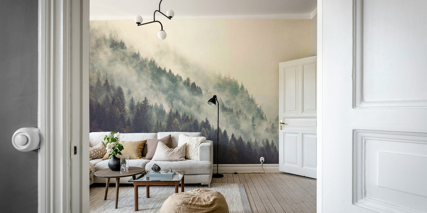 Misty Mountainside Wall Mural