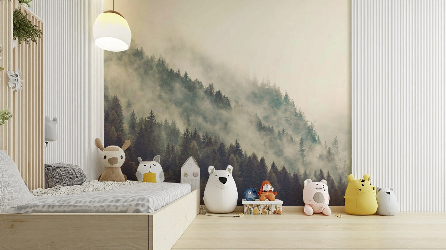 Misty Mountainside Wall Mural