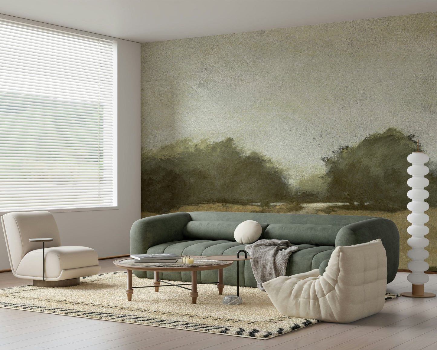 A tranquil subtle forest wall mural for your decor.