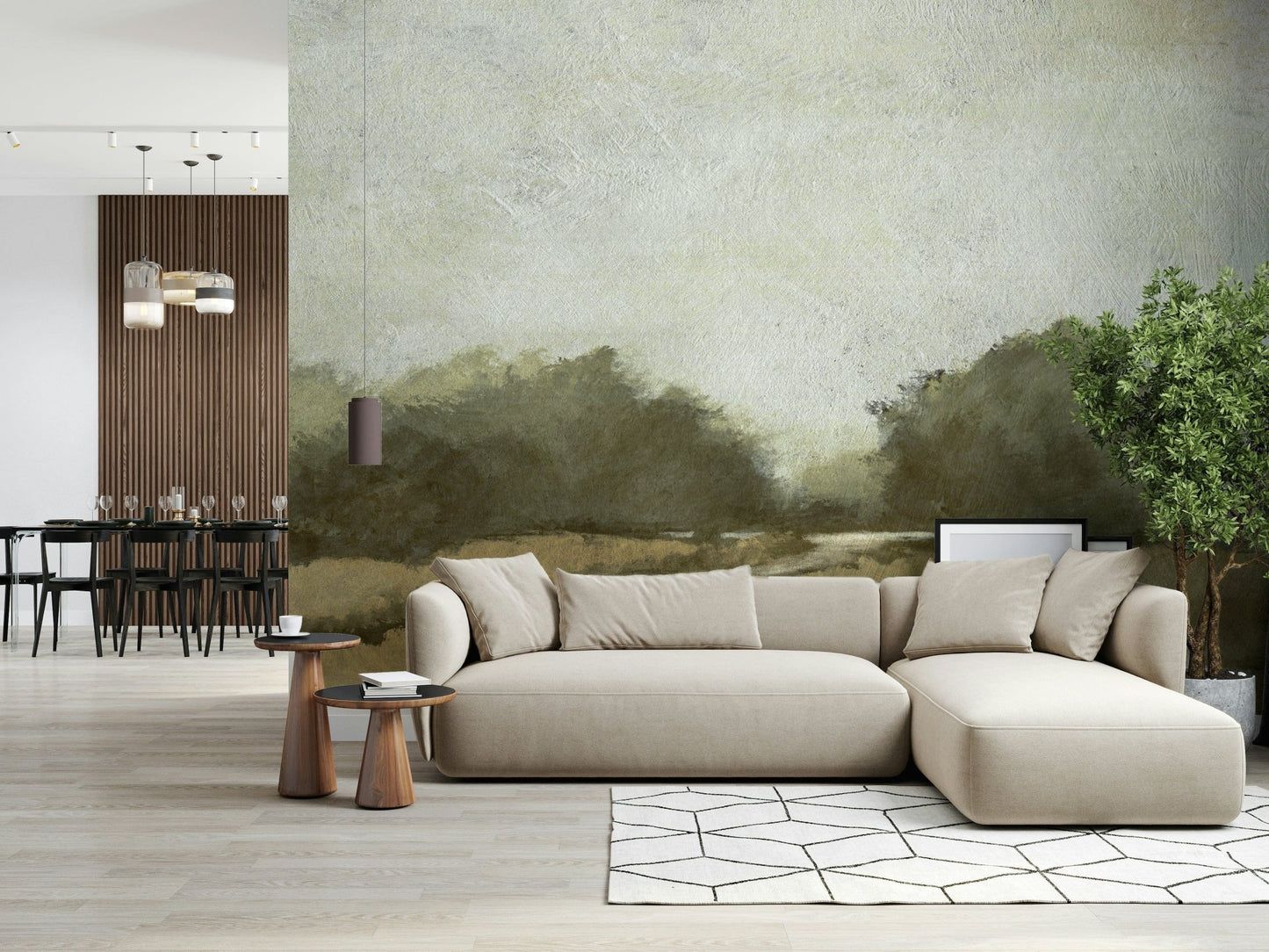 An artistic nature inspired mural for home decor.