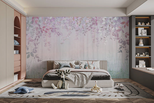 Enchanting misty purple forest mural C564
