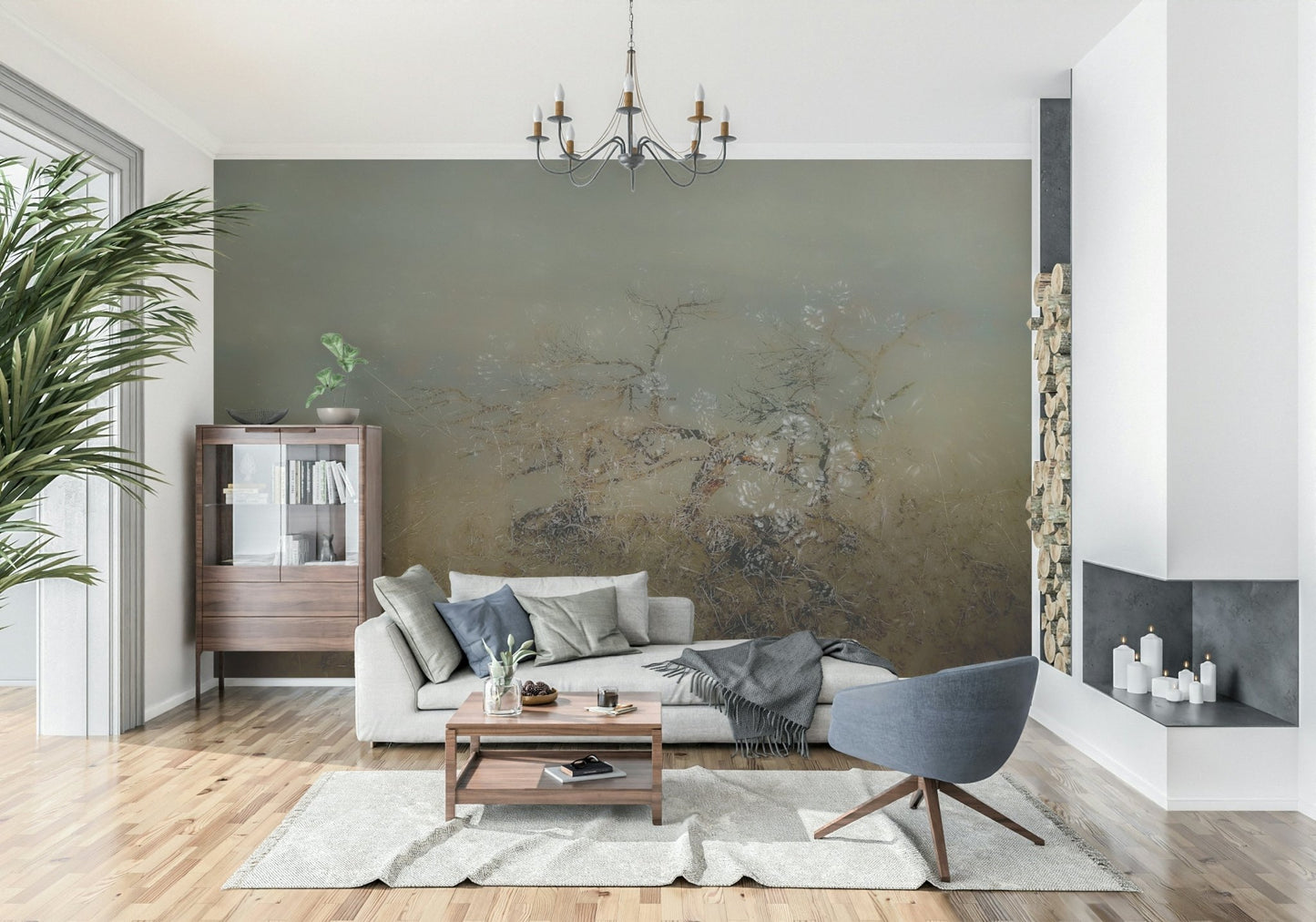 An artistic nature inspired mural for home decor.