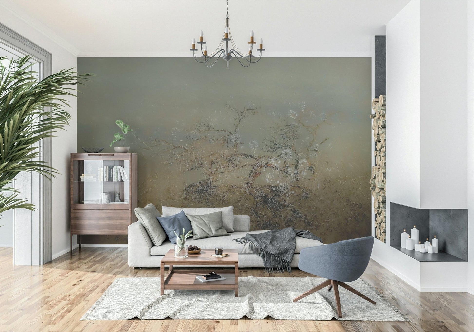 An artistic nature inspired mural for home decor.