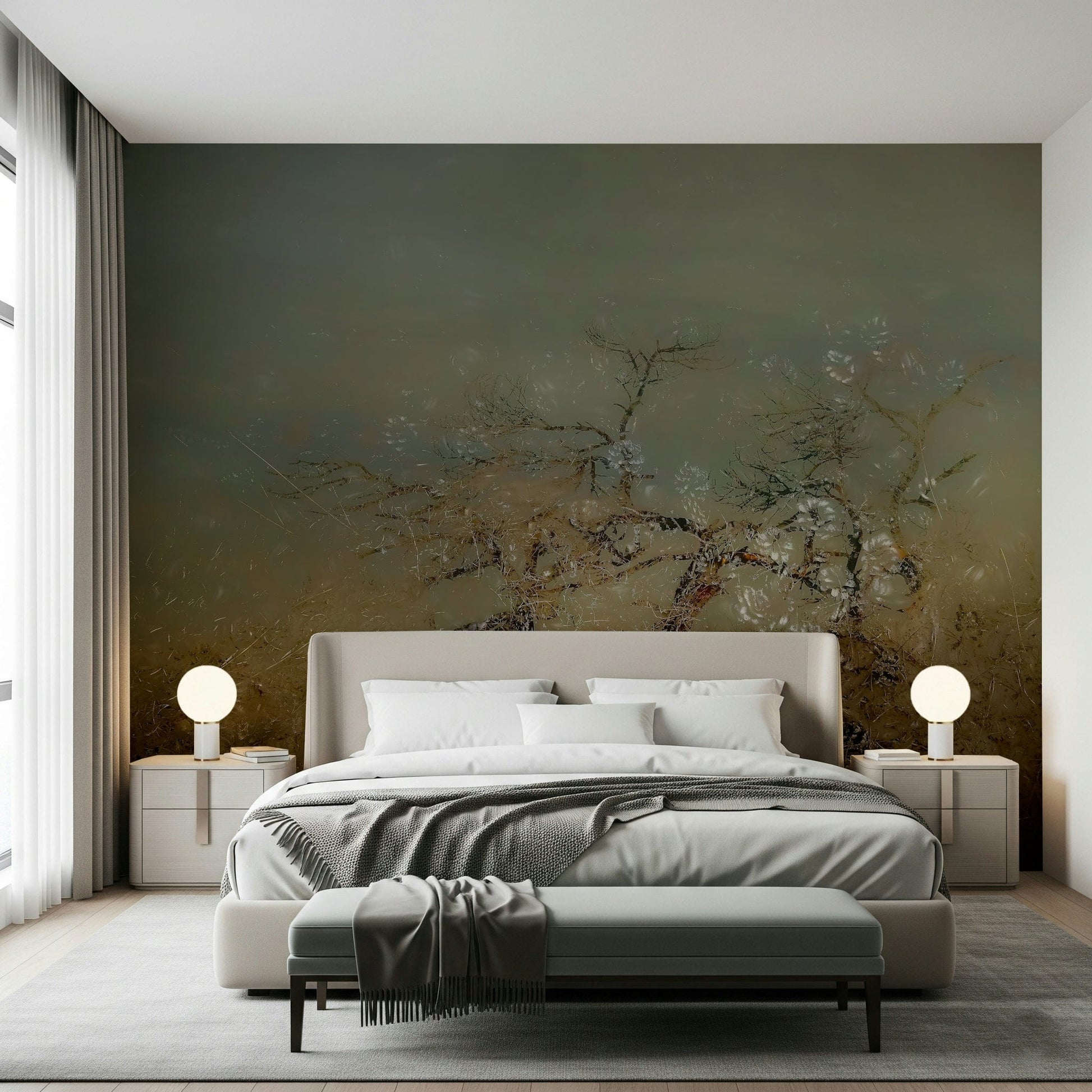 An artistic soft focus vista mural on scenic wallpaper.