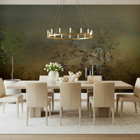 A graceful subtle pattern wall mural in cool, natural tones.