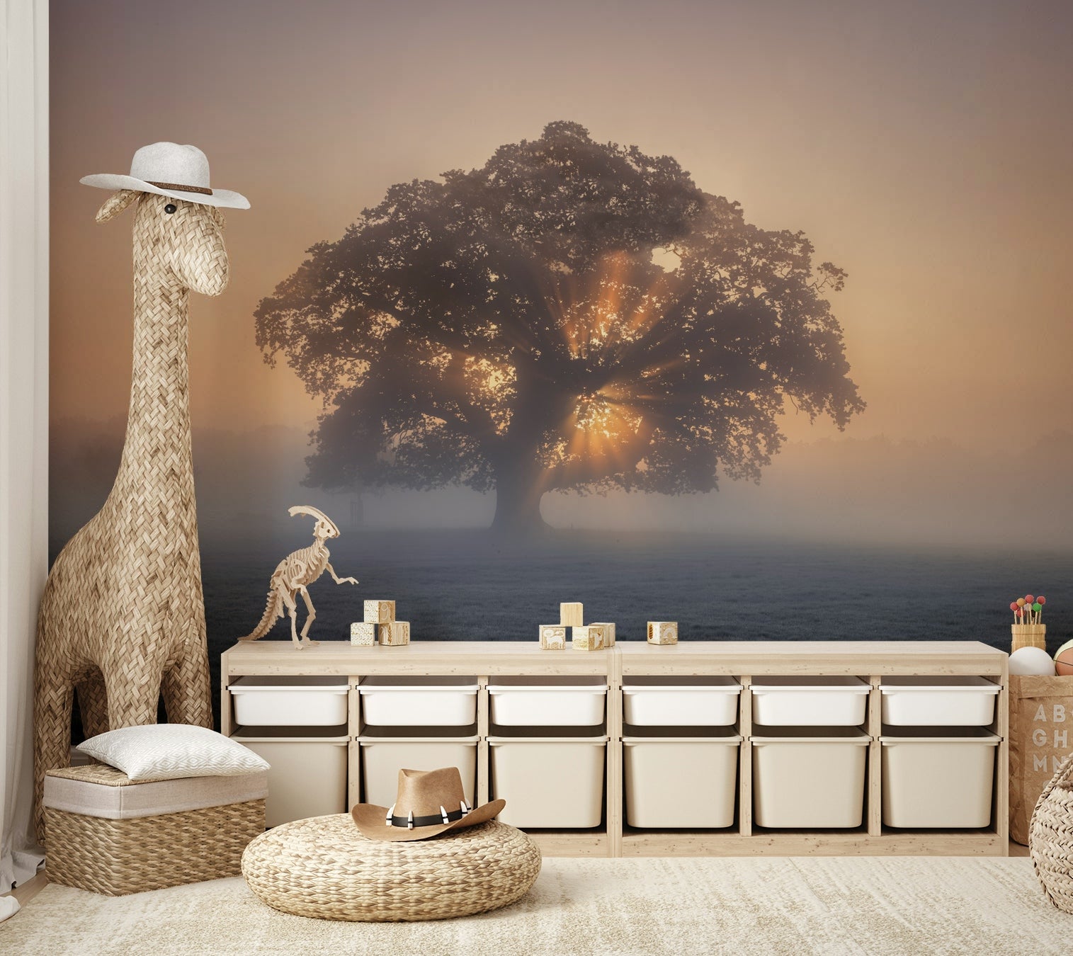 The sunrise creates a glowing effect.

