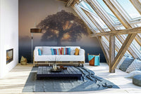 The colors are soft tones of yellow, gold, and gray.

