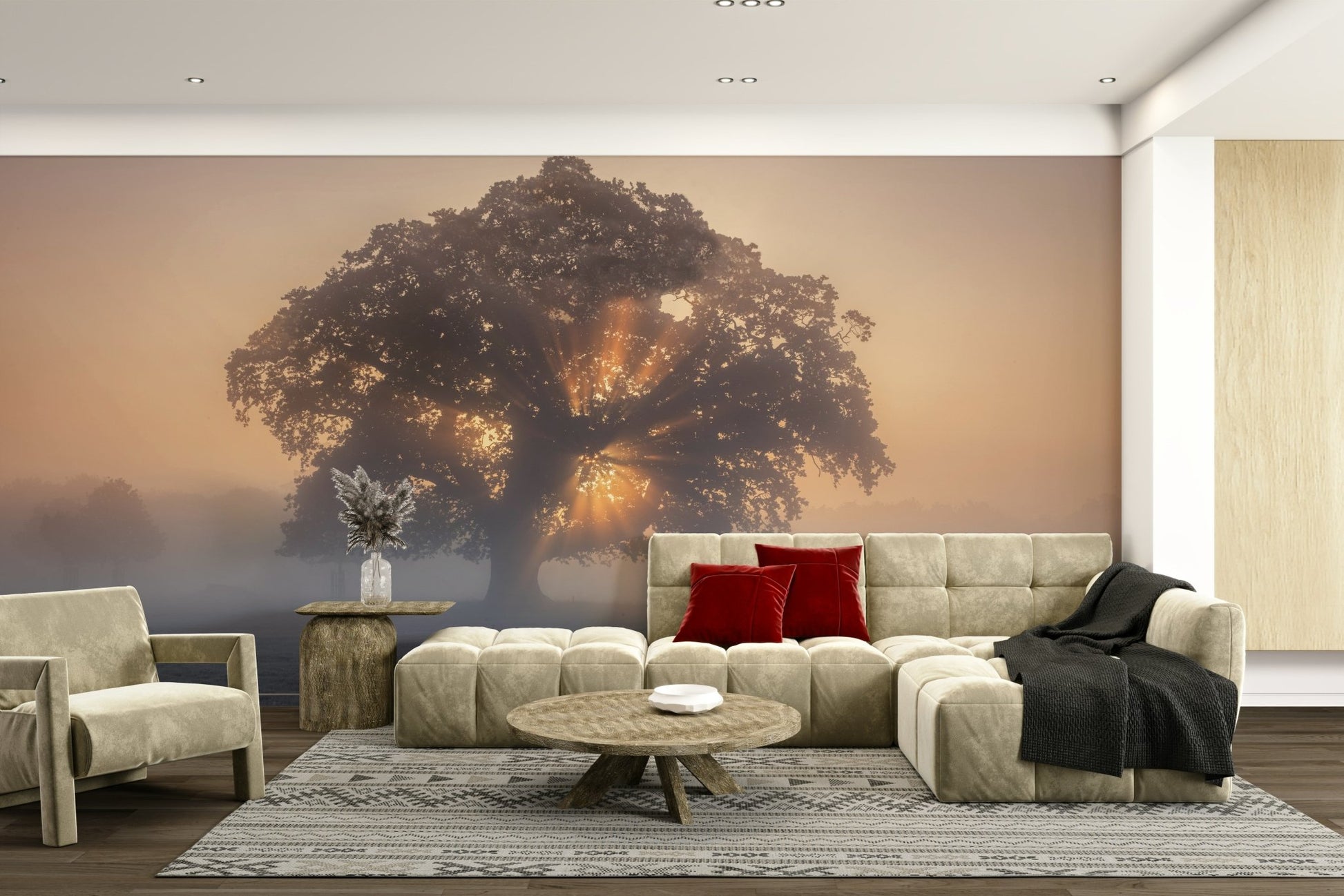 The composition is centered on the solitary tree.

