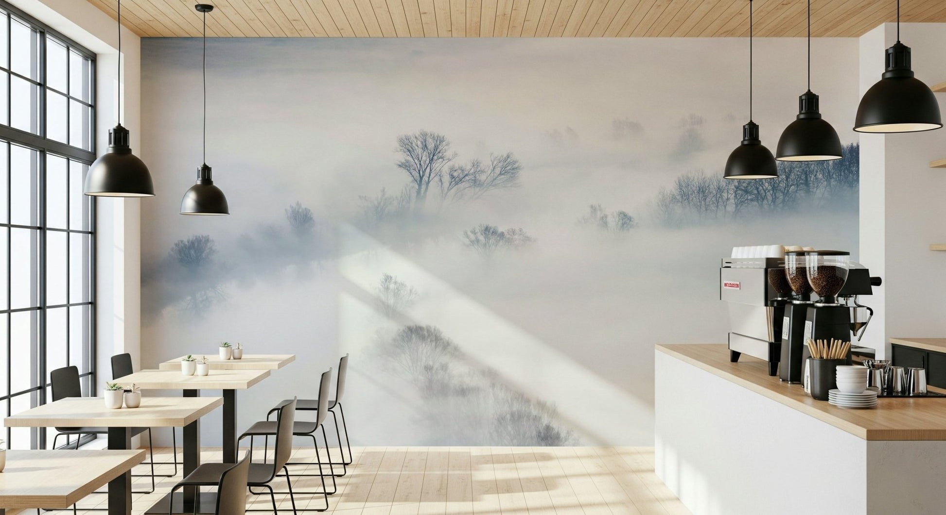 An artistic soft focus landscape mural on scenic wallpaper.