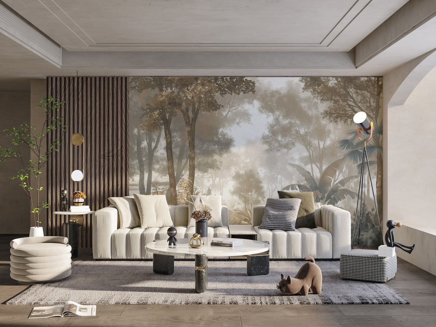 Tropical forest wallpaper with palms
