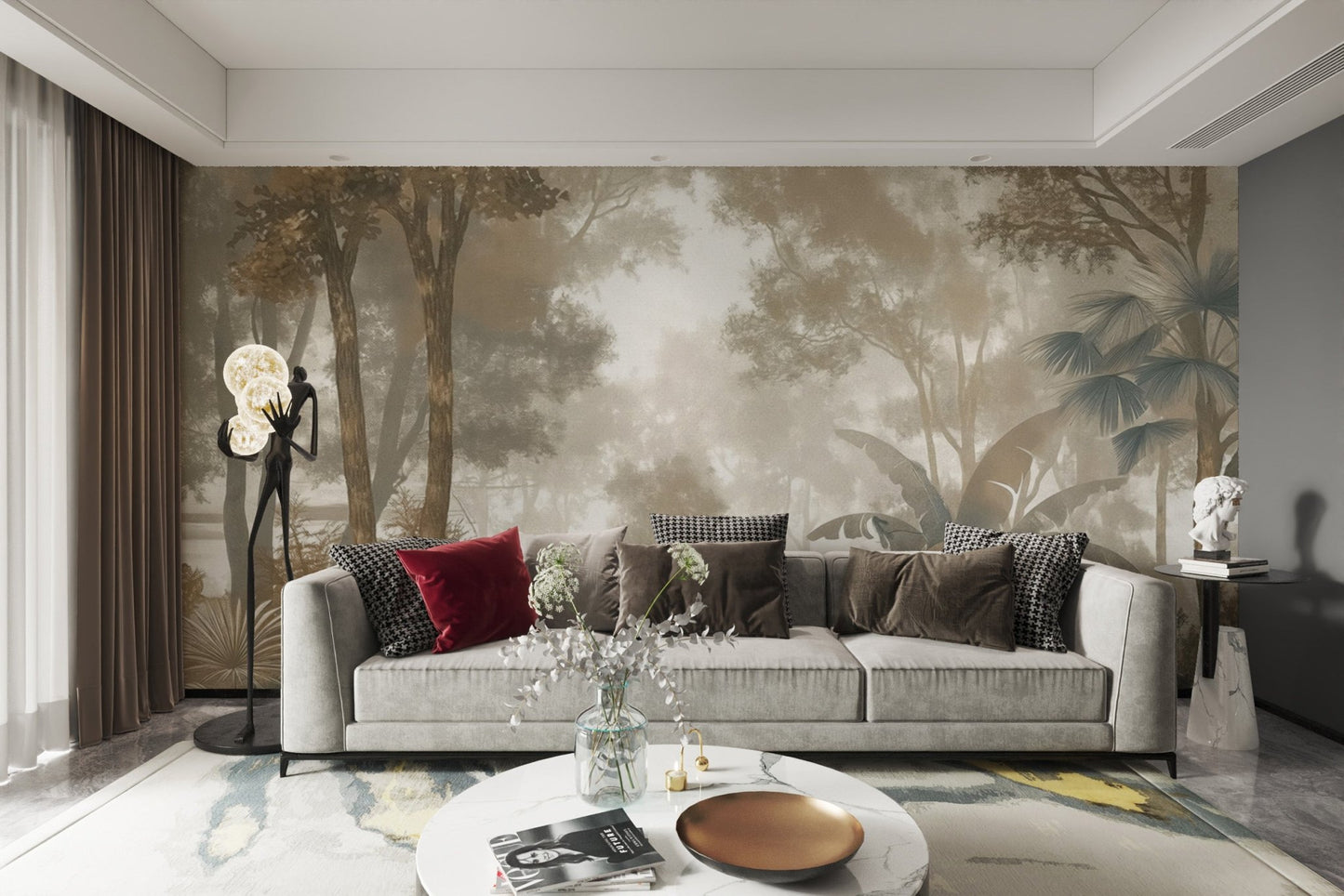 Soft mist tropical wallpaper mural
