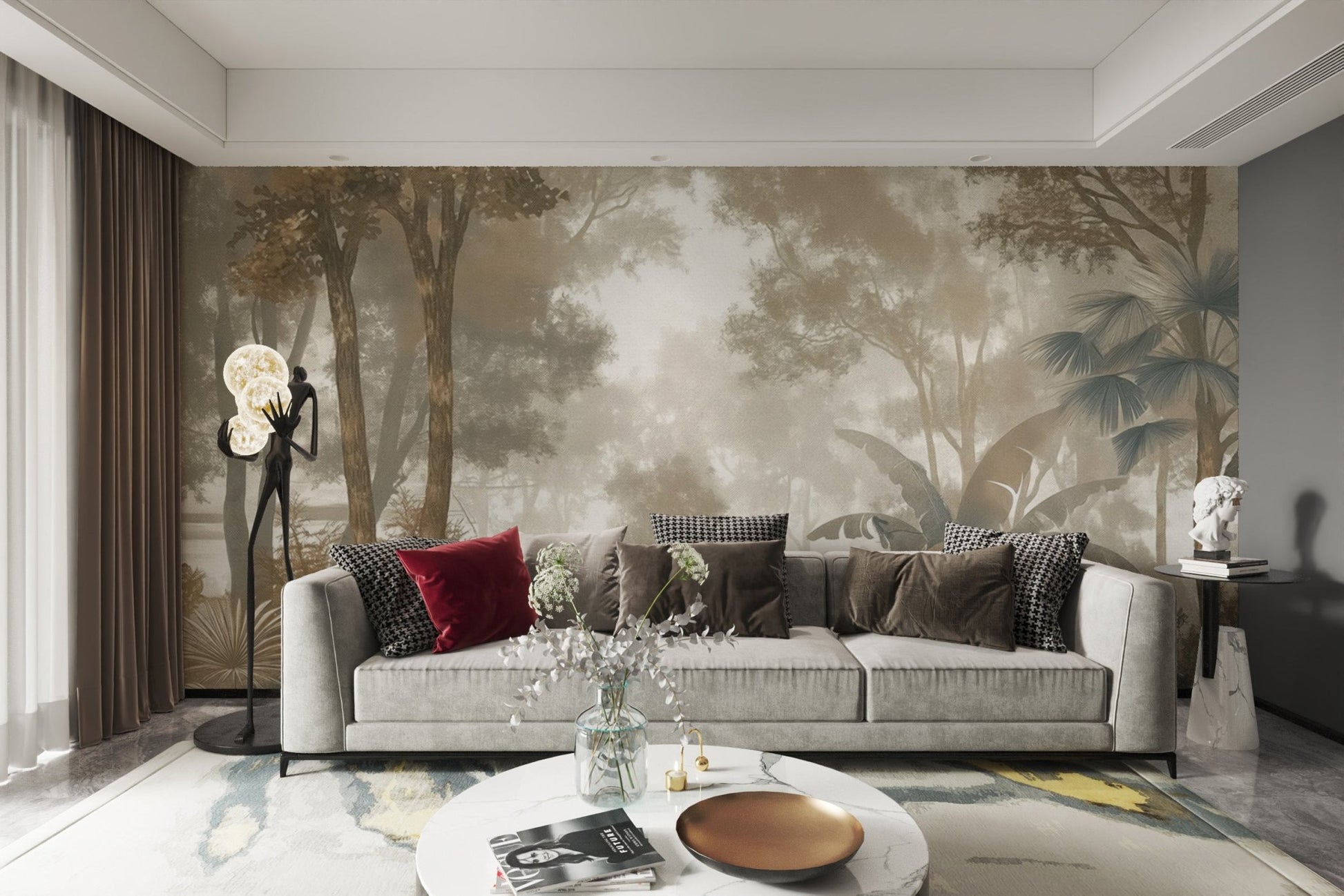 Soft mist tropical wallpaper mural
