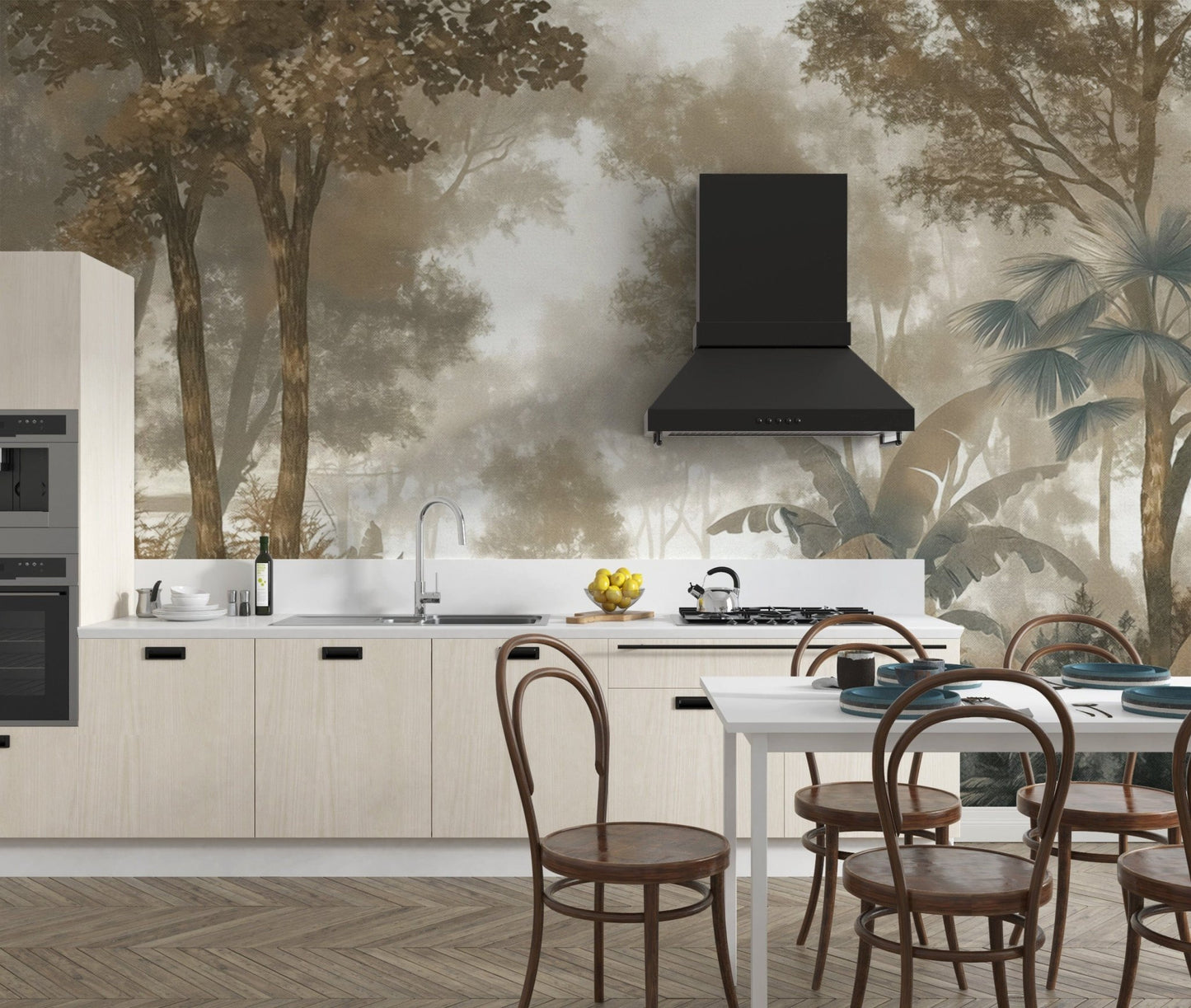 Exotic jungle scene tropical mural
