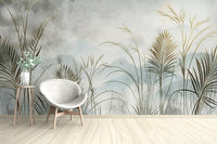 Muted tropical grass botanical wallpaper
