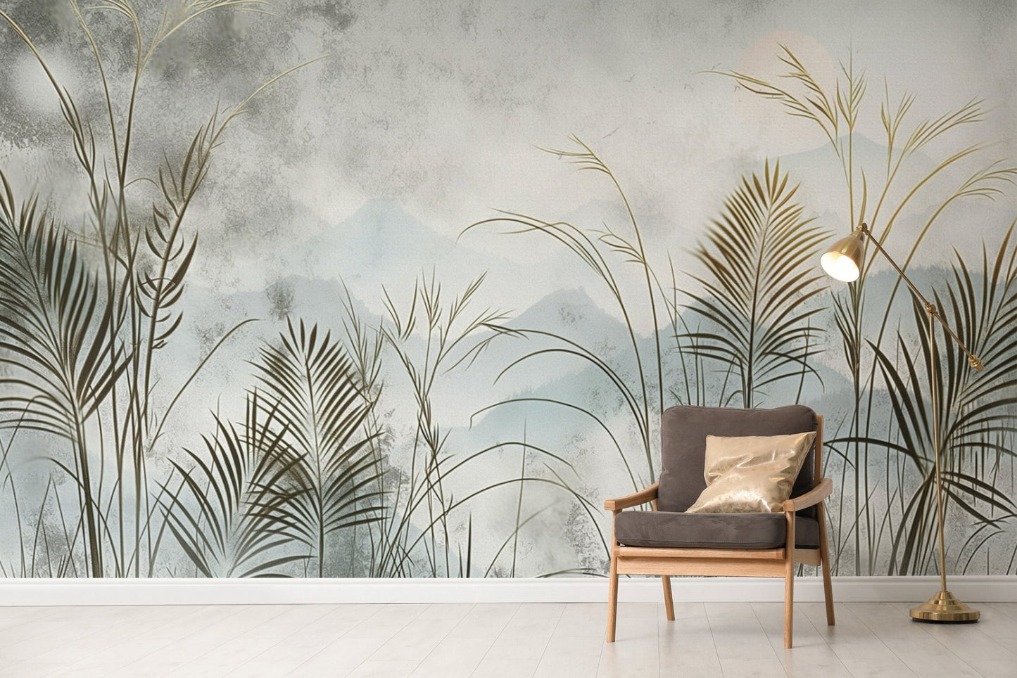 Gentle tropical grass wallpaper design
