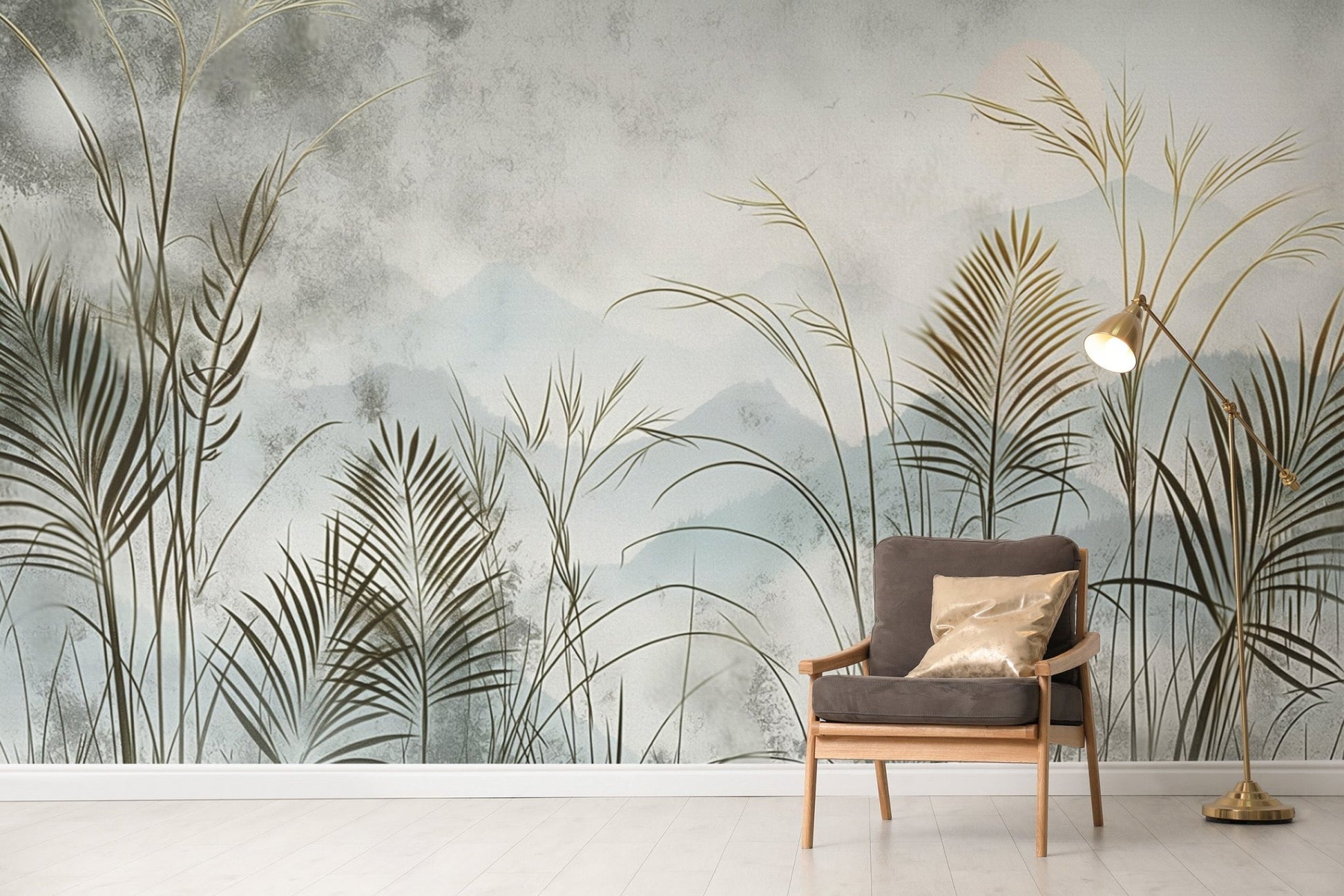 Gentle tropical grass wallpaper design
