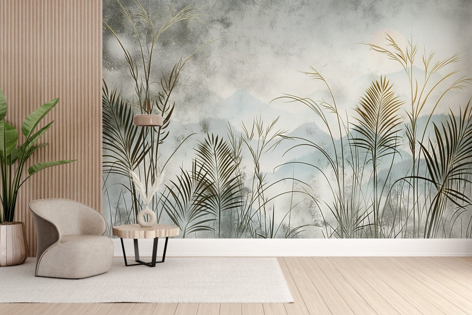 Delicate tropical grass wallpaper style
