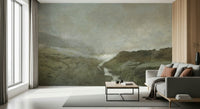 A graceful subtle pattern wall mural in cool, natural tones.